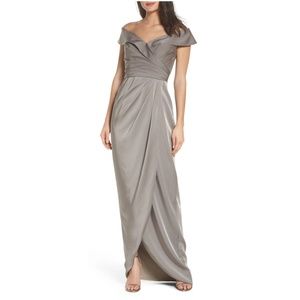 La Femme 25206 Surplice Off the Shoulder Gown